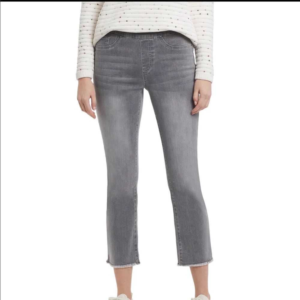 TRIBAL JEANS Audrey Mid-Rise Crop, raw hem, charcoal